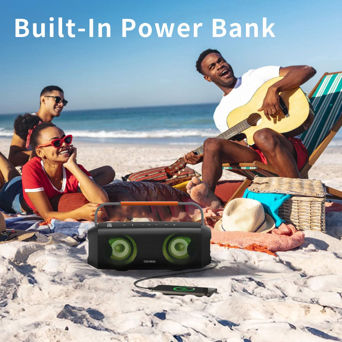 Bluetooth Speaker Heavy Bass 60-80W Portable with Dual Speakers